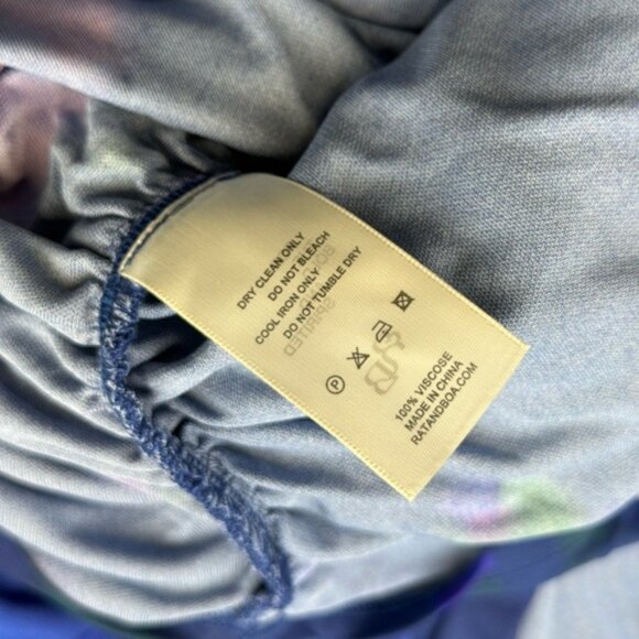 🆕 RAT & BOA 🧿 NWOT Volana Blue and Purple Floral Printed Cowl Neck Mini, Sz M - Picture 16 of 16